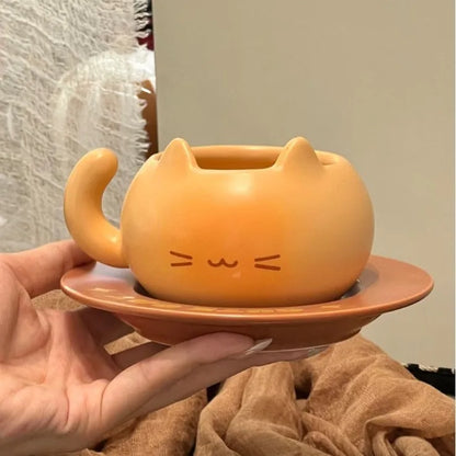 Cartoon Cat  Ramen Bowl Set, Cute Coffee Cup Plate, Kitchen Utensils Fruit Plate Ceramic Seasoning Jar, Home Decor Tissue Box