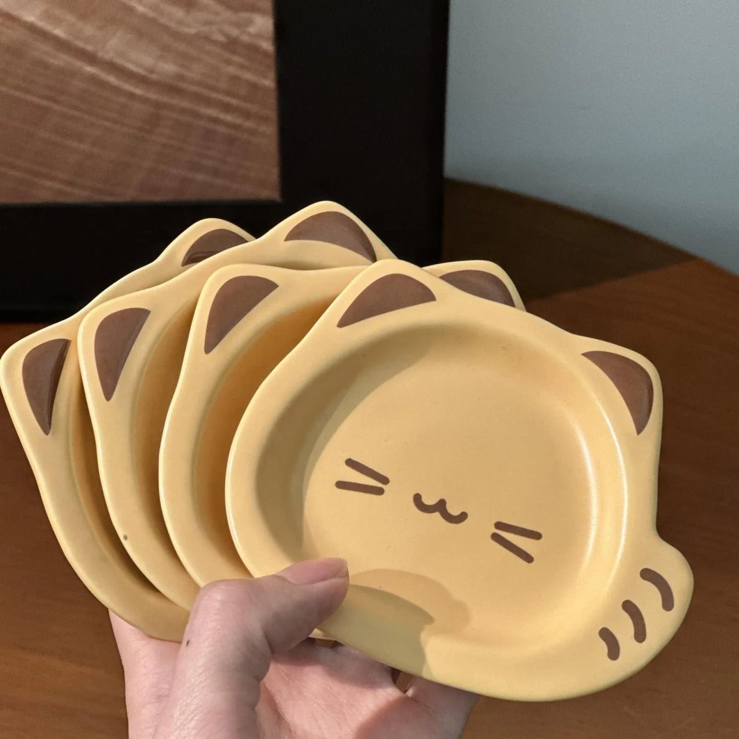 Cartoon Cat  Ramen Bowl Set, Cute Coffee Cup Plate, Kitchen Utensils Fruit Plate Ceramic Seasoning Jar, Home Decor Tissue Box
